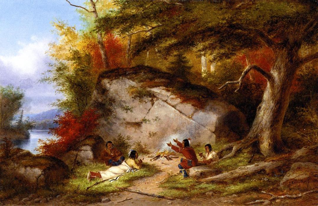 Indian Campfire At Big Rock — Cornelius David Krieghoff
