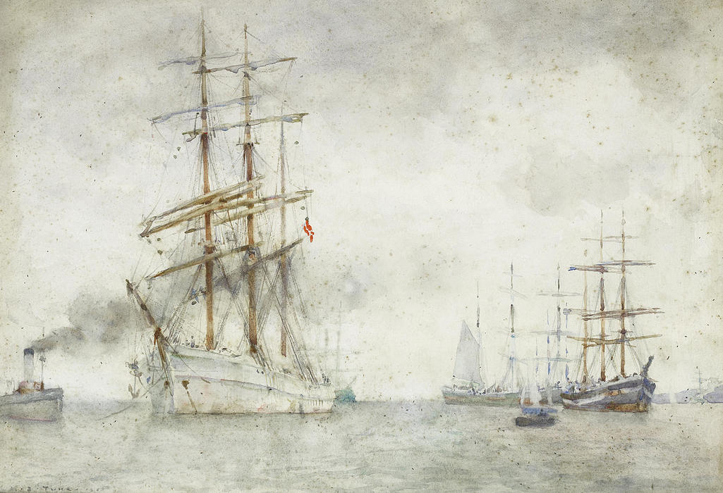 A Norwegian Windjammer In Falmouth Roads — Henry Scott Tuke