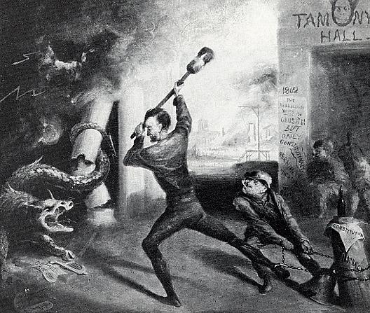 Lincoln Crushing The Dragon Of Rebellion, (painting) — David Gilmour Blythe