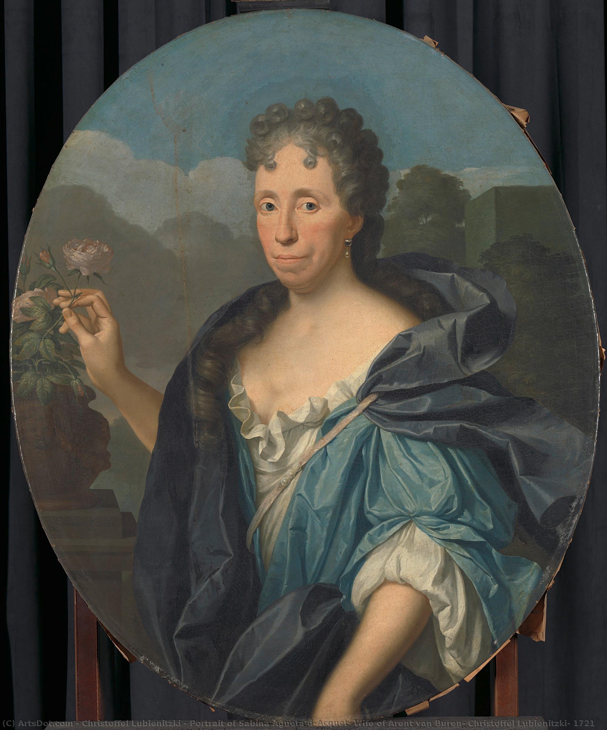 Portrait Of Sabina Agneta D"acquet, Wife Of Arent Van Buren, Christoffel Lubienitzki, 1721 — Christoffel Lubienitzki