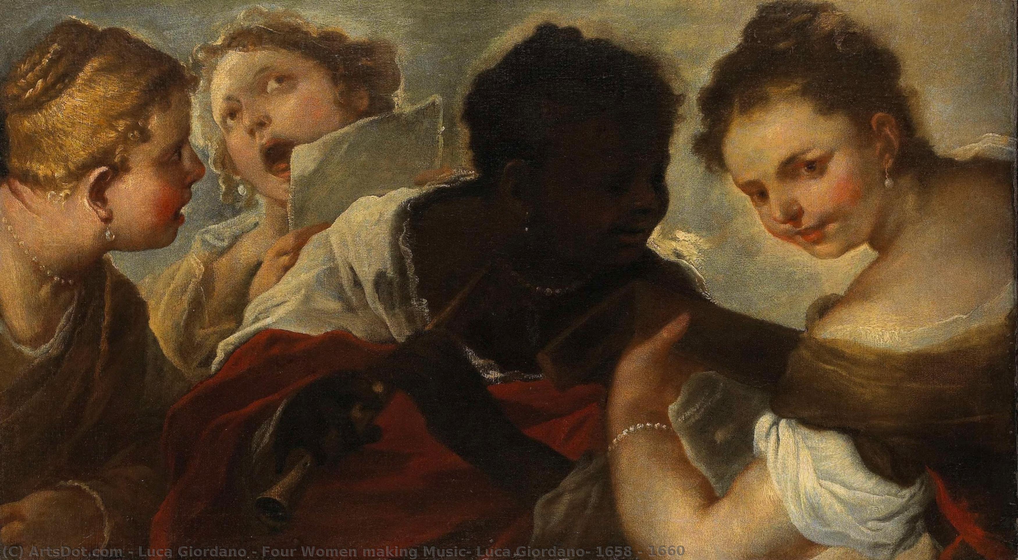 Four Women Making Music, Luca Giordano, 1658 - 1660 — Luca Giordano