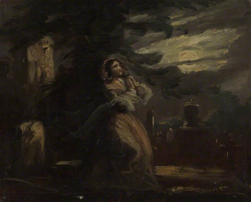 Churchyard Scene, Moonlight — John Joseph Barker