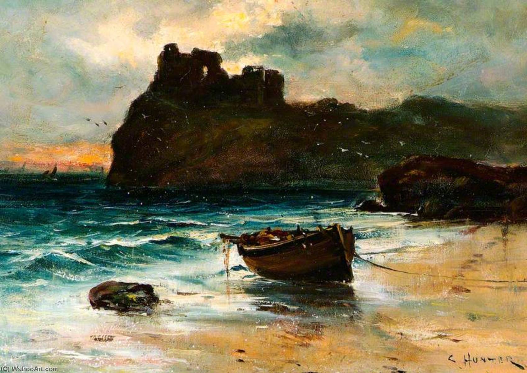 Seascape With A Castle — Colin Hunter