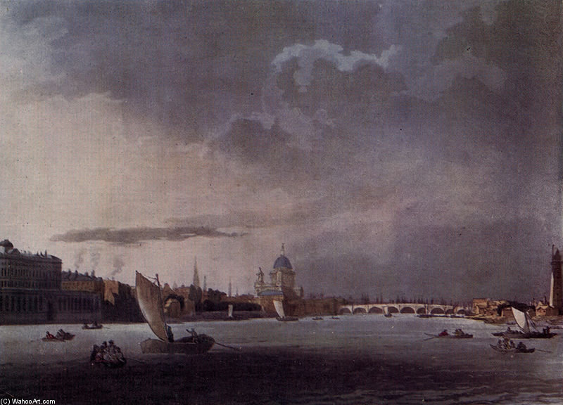 A View Of London From The Thames, Taken Opposite The Adelphi — William Henry Pyne