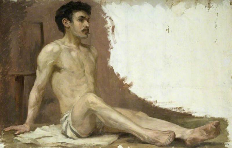 Seated Semi Nude Male Model At The Herkomer School — Kate Ethel Cowderoy