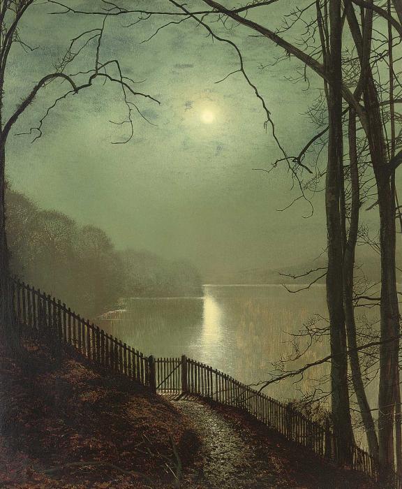 Moonlight On The Lake Roundhay Park Leeds — Džon Atkinson Grimšo