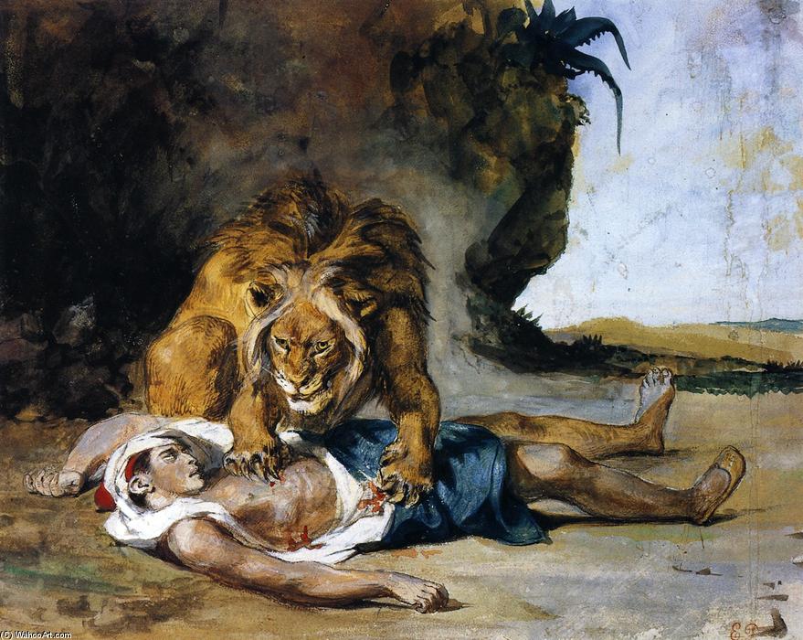 Lion Mauling A Dead Arab — Eugène Delacroix