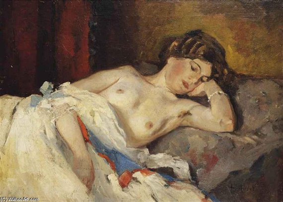 Geertje On A Sofa — August Willem Van Voorden