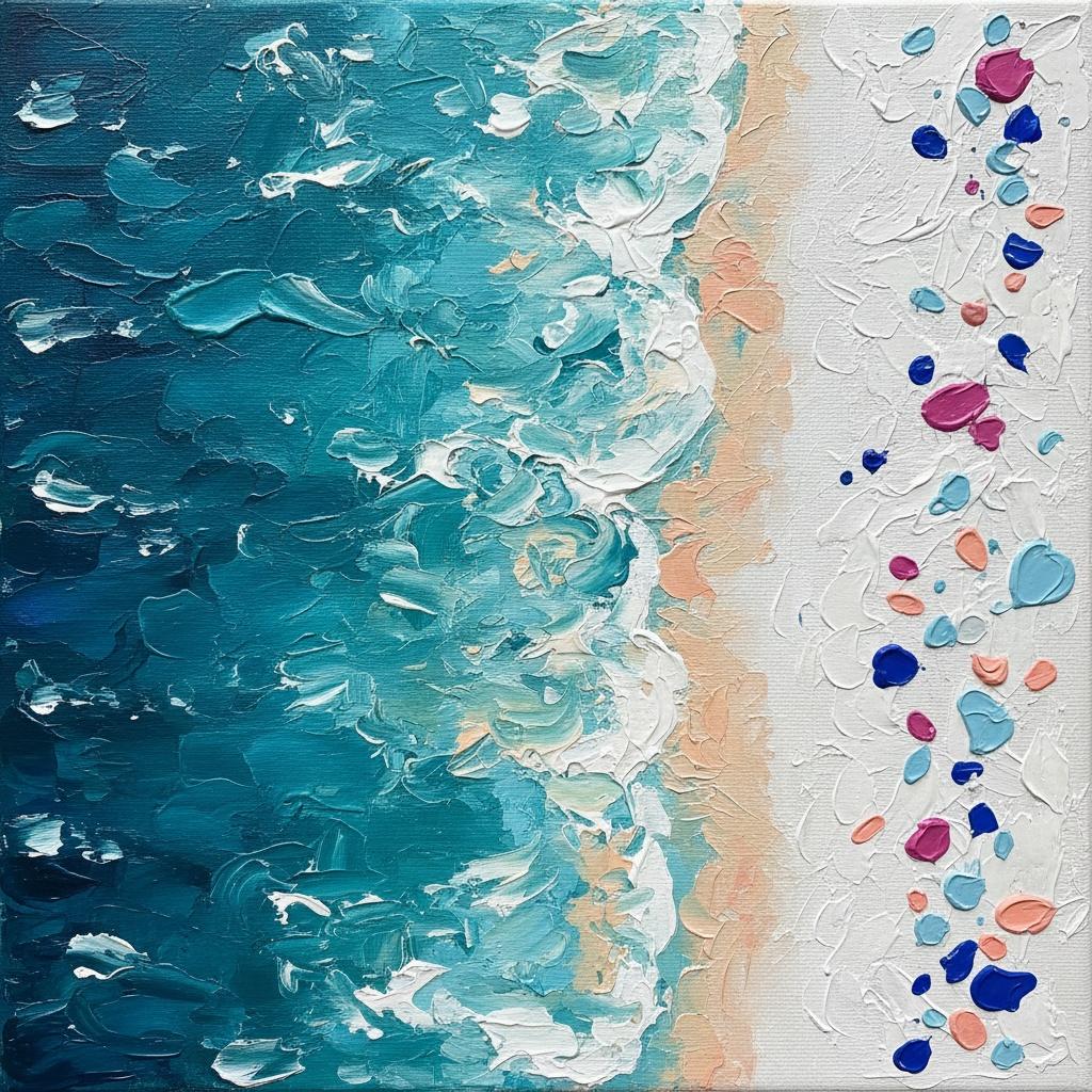 Ethereal Tides Of Cyan And Sand In A Singular Impasto Masterpiece — Christian Noiret