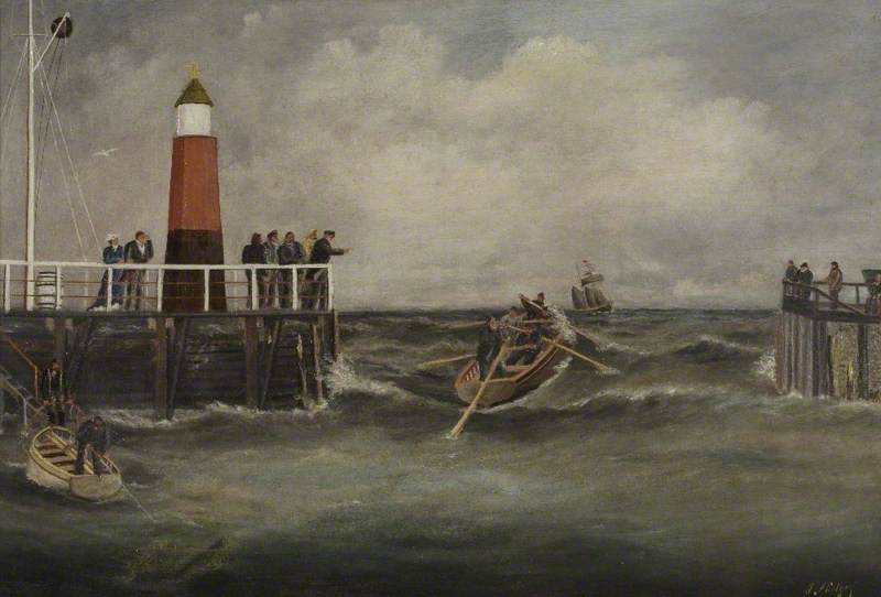 Hobblers Taking The Pilot To See A Boat Coming Into Watchet Harbour — Thomas Chidgey
