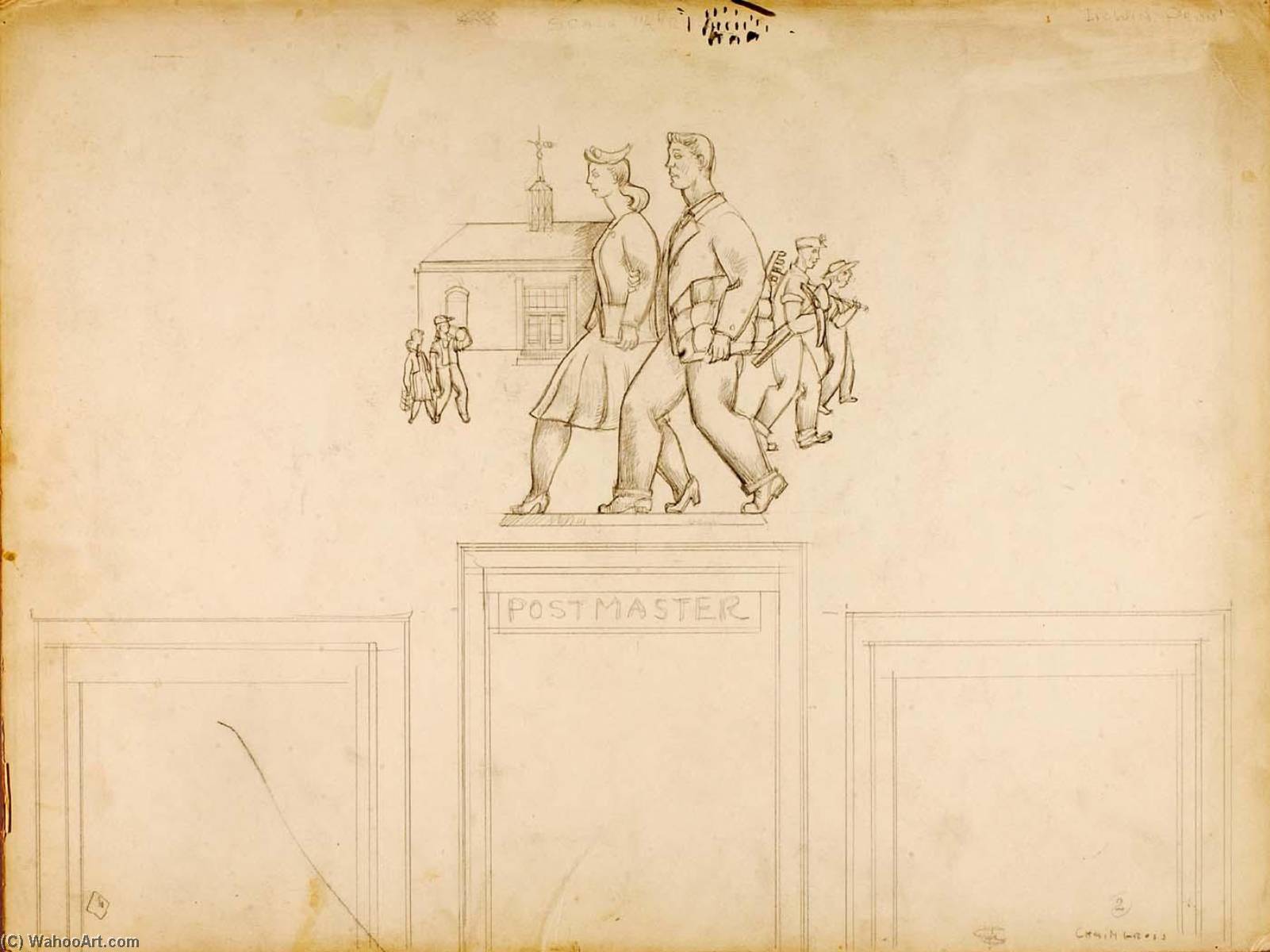 Untitled (study For Post Office, Irwin, Pennsylvania) — Chaim Gross