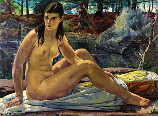 Seated Nude In A Landscape — Леон Кролл