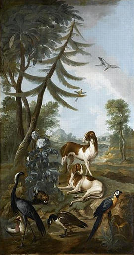 Paysage Avec Ara Rauna, Demoiselle De Numidie, Canards De Barbarie, Grande Bernache Du Canada Et Chevres — Christophe Huet