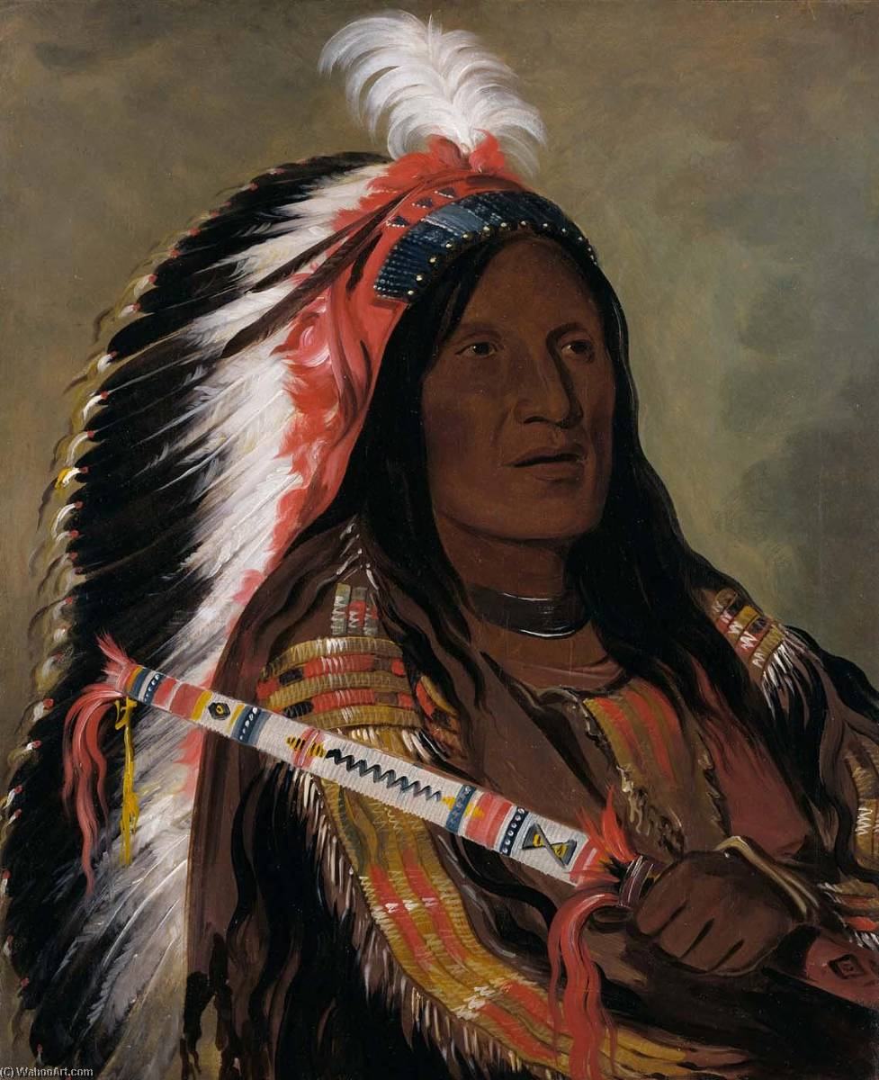 Táh Téck A Da Háir, Steep Wind, A Brave Of The Bad Arrow Points Band — George Catlin