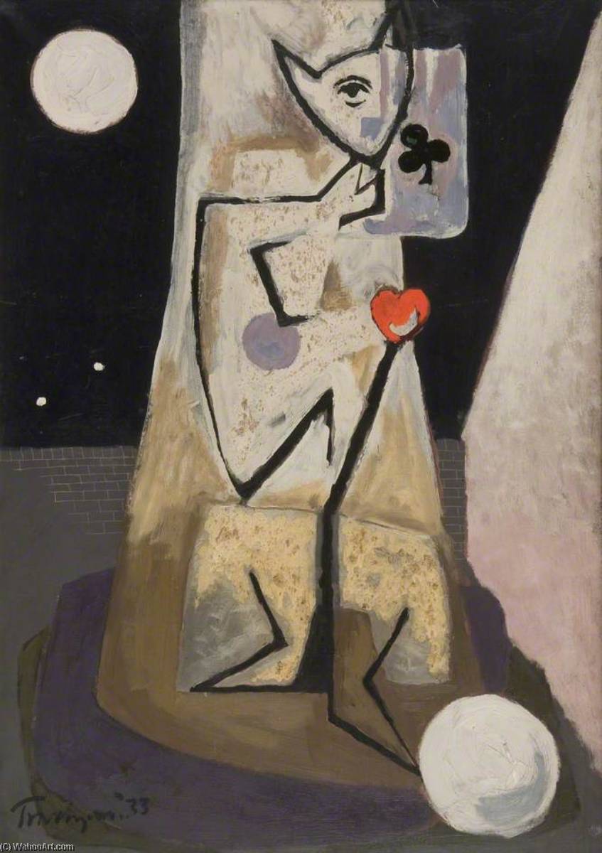 Standing Figure With Ace Of Clubs — Julian Trevelyan