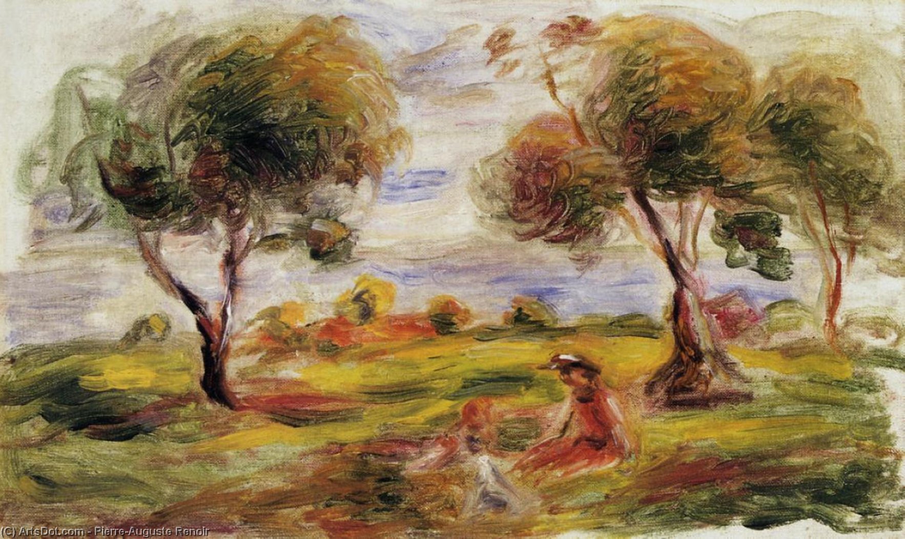Landscape With Figures At Cagnes — Pierre-auguste Renoir