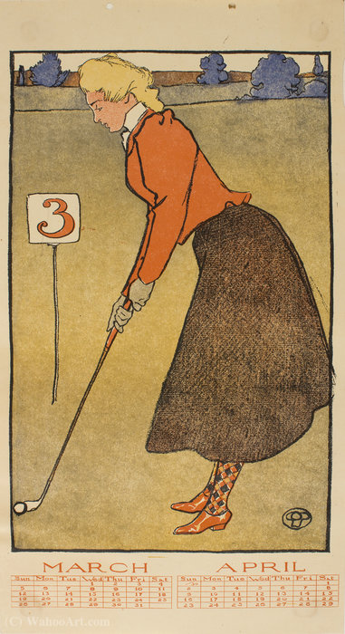 'march, April (golf Calendar)', (45 X 24 Cm) (1899) — Edward Penfield