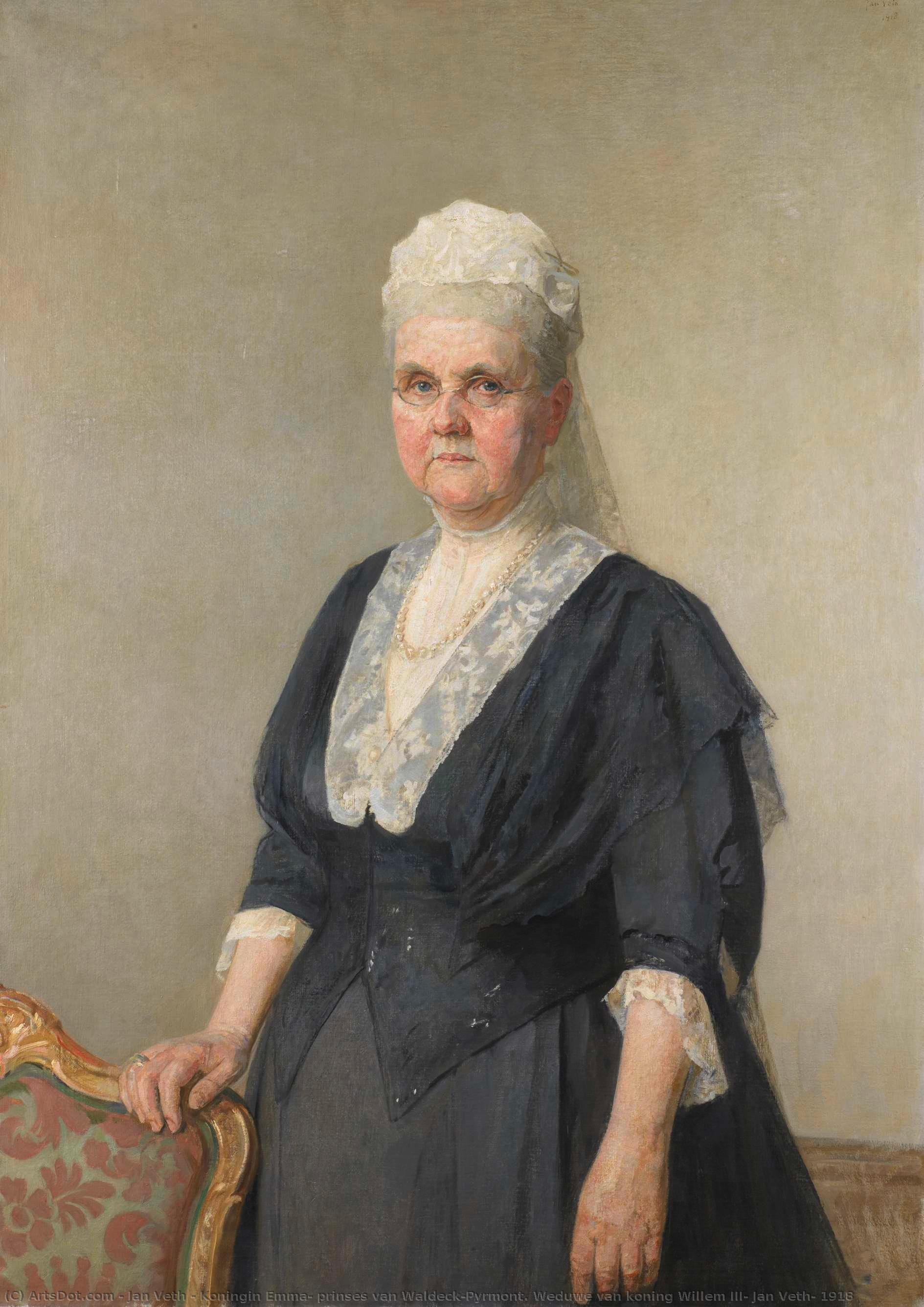 Koningin Emma, Prinses Van Waldeck-pyrmont. Weduwe Van Koning Willem Iii, Jan Veth, 1918 — Jan Veth