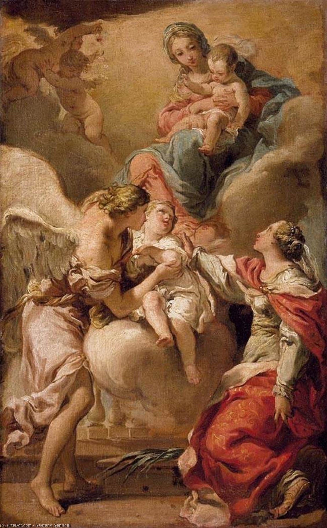 St Giustina And The Guardian Angel Commending The Soul Of An Infant To The Madonna And Child — Gaetano Gandolfi