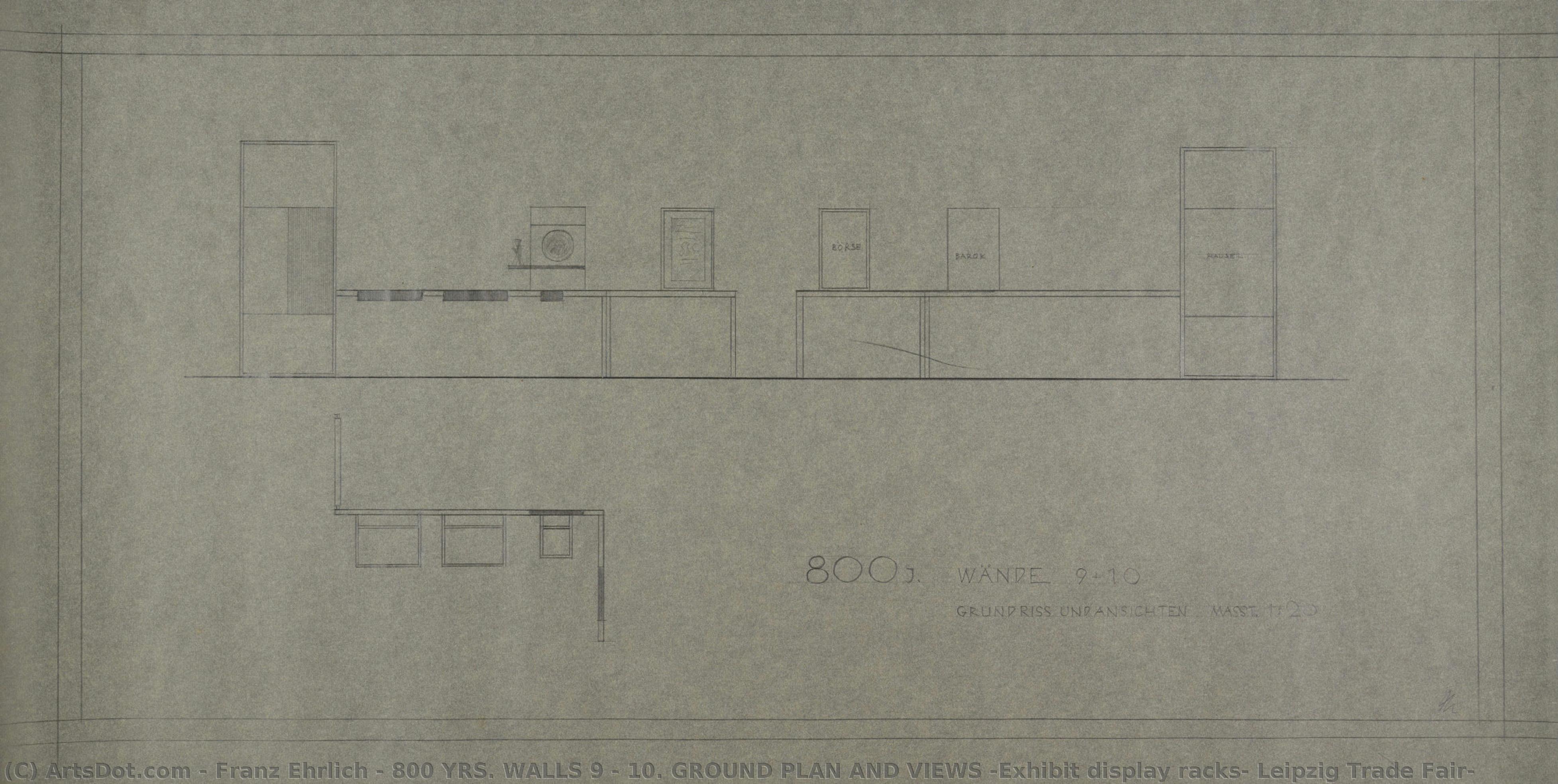 800 Yrs. Walls 9 + 10. Ground Plan And Views (exhibit Display Racks, Leipzig Trade Fair) — Franz Ehrlich