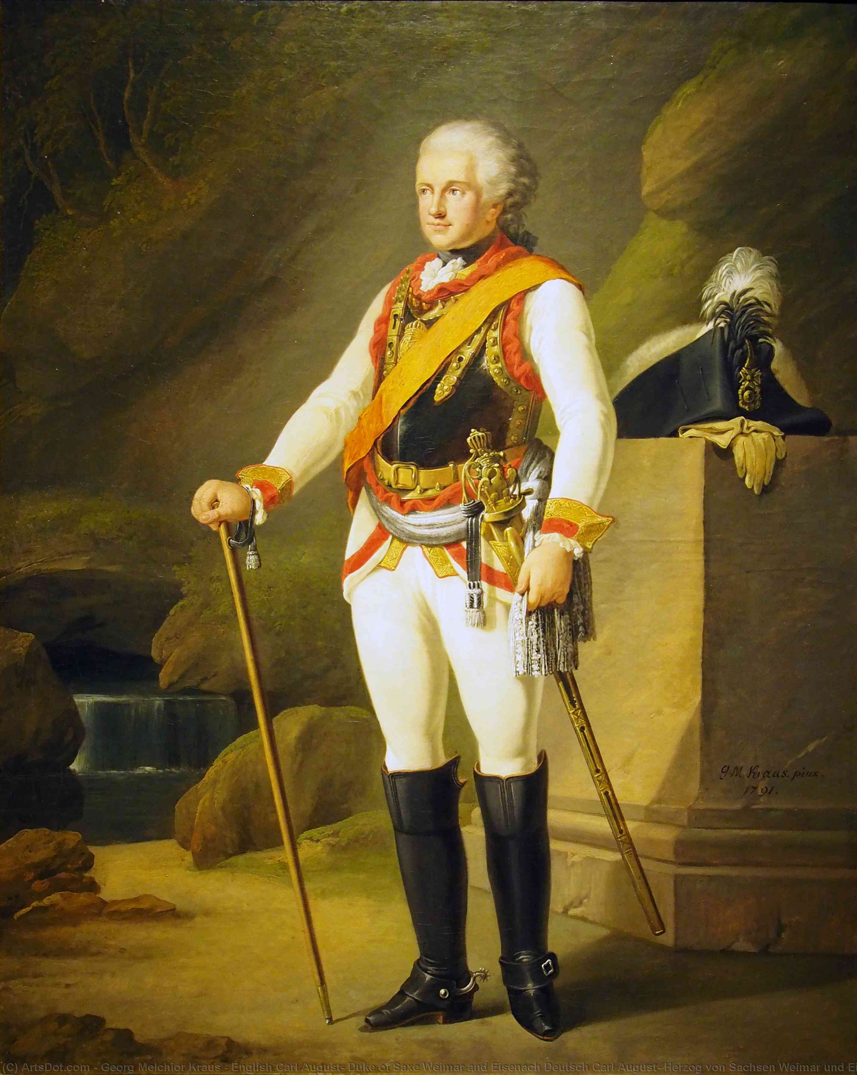 English Carl August, Duke Of Saxe Weimar And Eisenach Deutsch Carl August, Herzog Von Sachsen Weimar Und Eisenach, In Der Uniform Der Ascherslebener Kürassiere — Georg Melchior Kraus