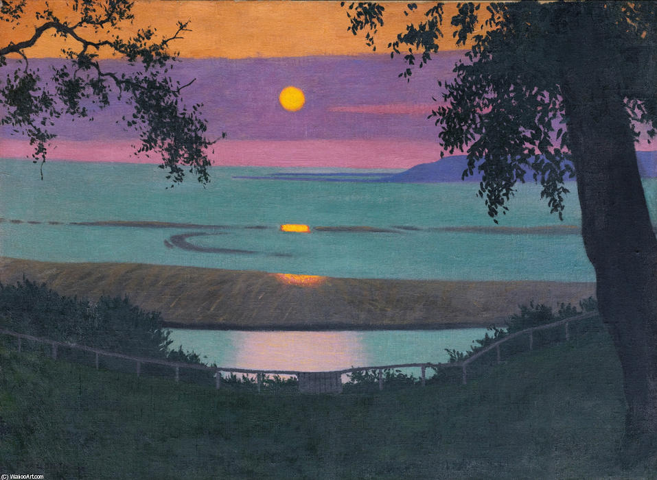 Sunset At Grace, Orange And Violet Sky — Félix Vallotton