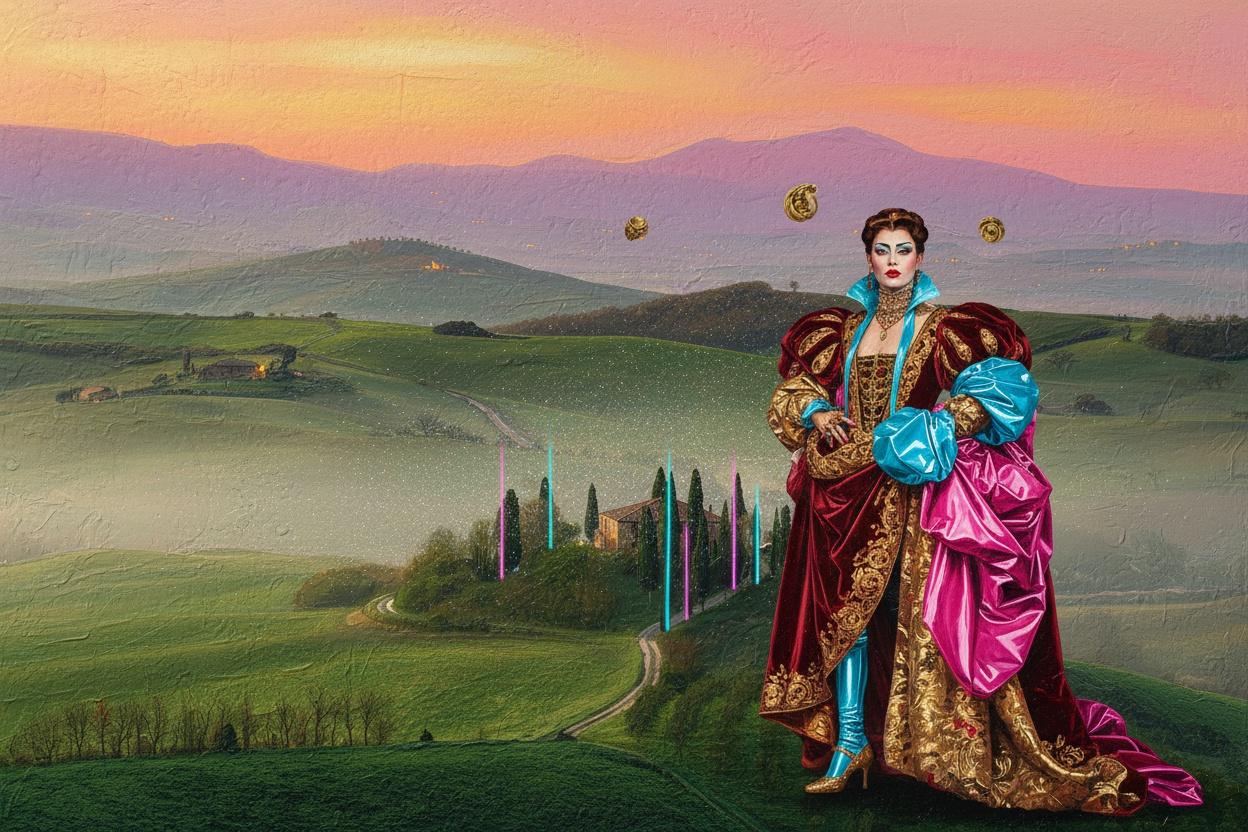 The Gilded Anachronism: A Study In Velvet And Cyan Dusk — Jacques Villedieu