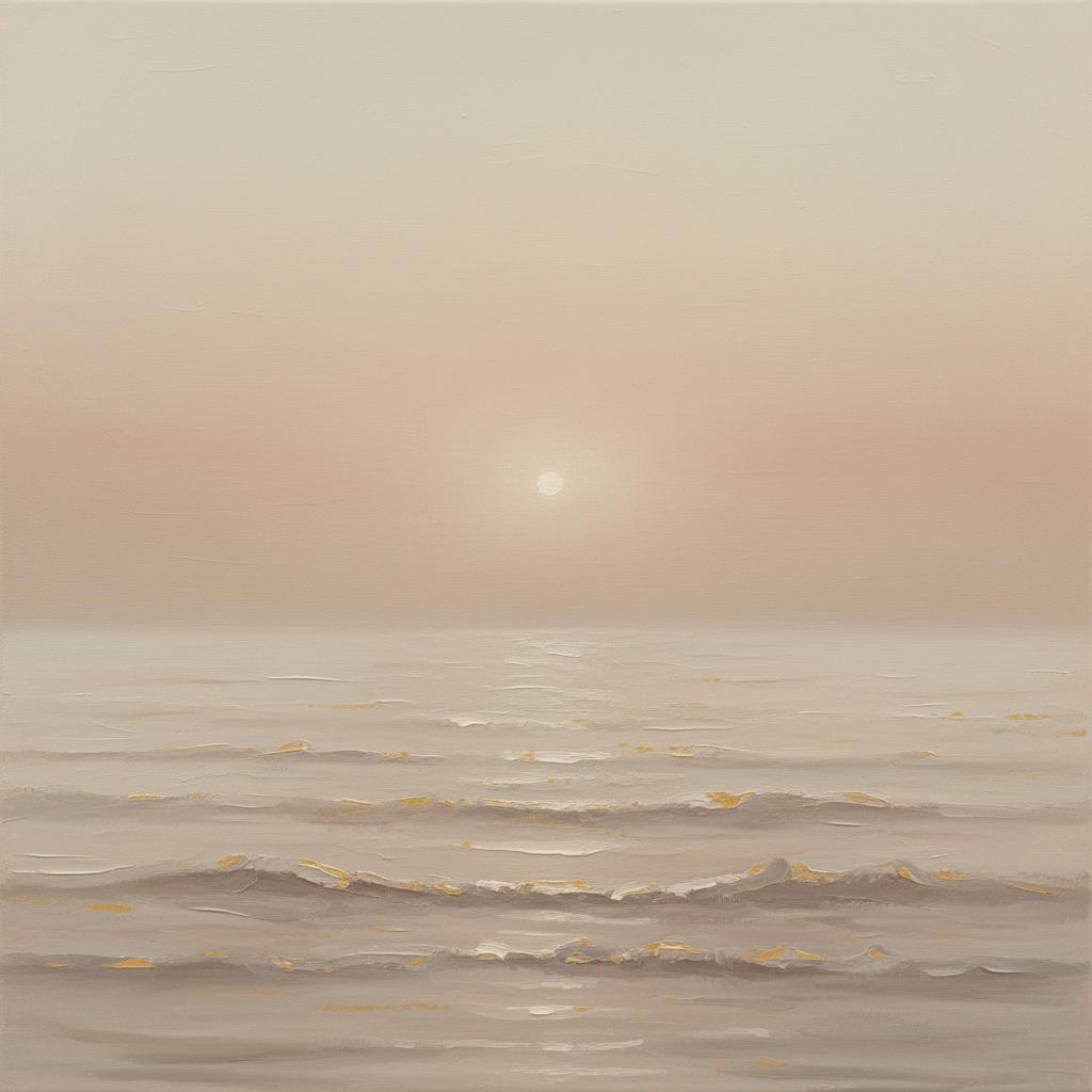 Ethereal Horizon: A Meditative Study In Gilded Sand And Atmospheric Mist — Laurent Roche
