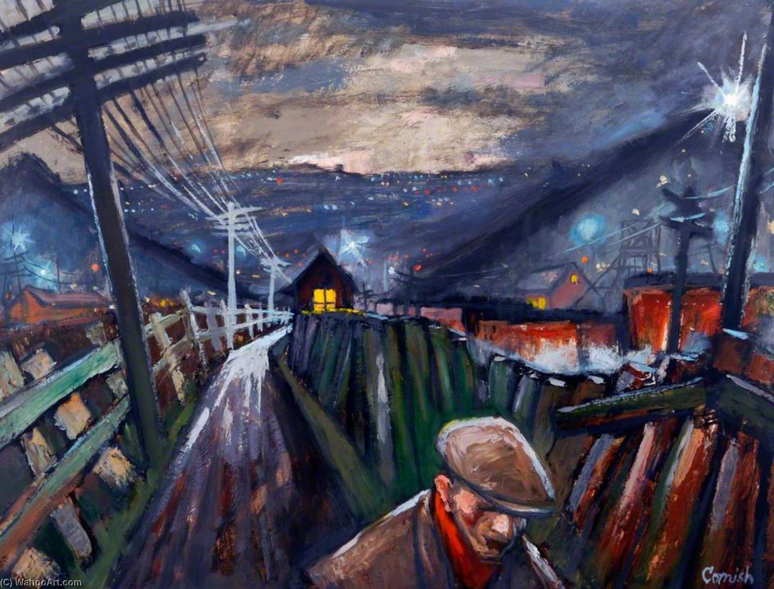 Pit Road At Night (recto) — Norman Stansfield Cornish