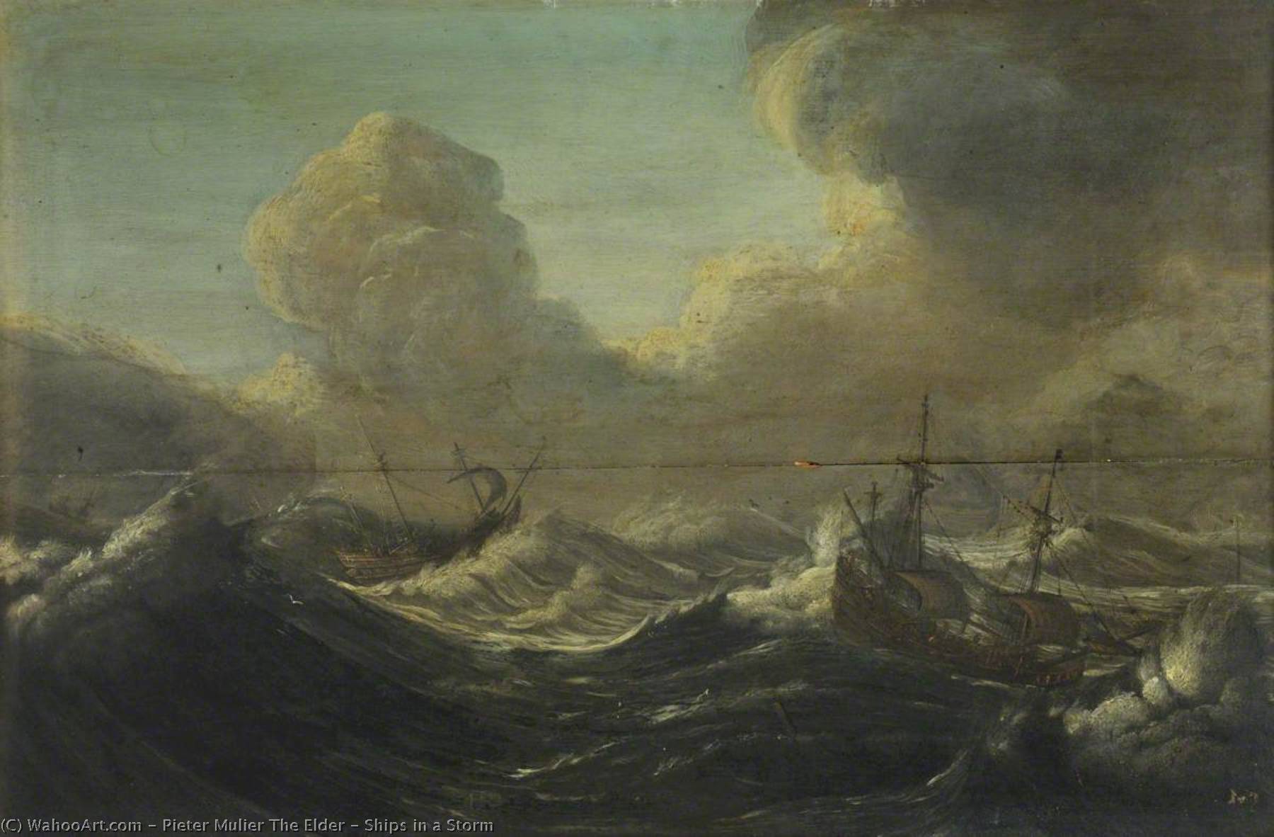 Ships In A Storm — Pieter Mulier The Elder