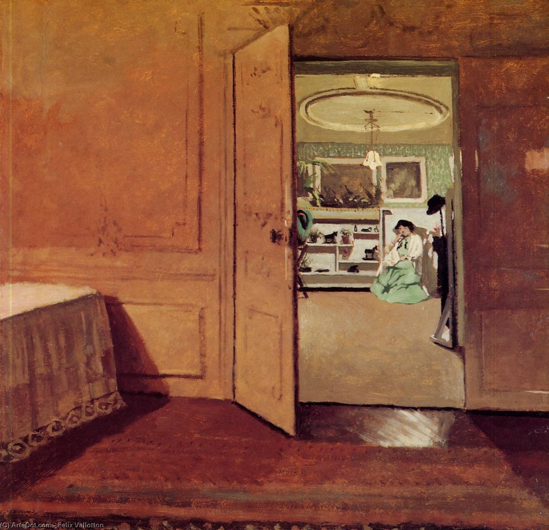 Interior, Vestíbulo A La Luz De La Lámpara — Félix Vallotton