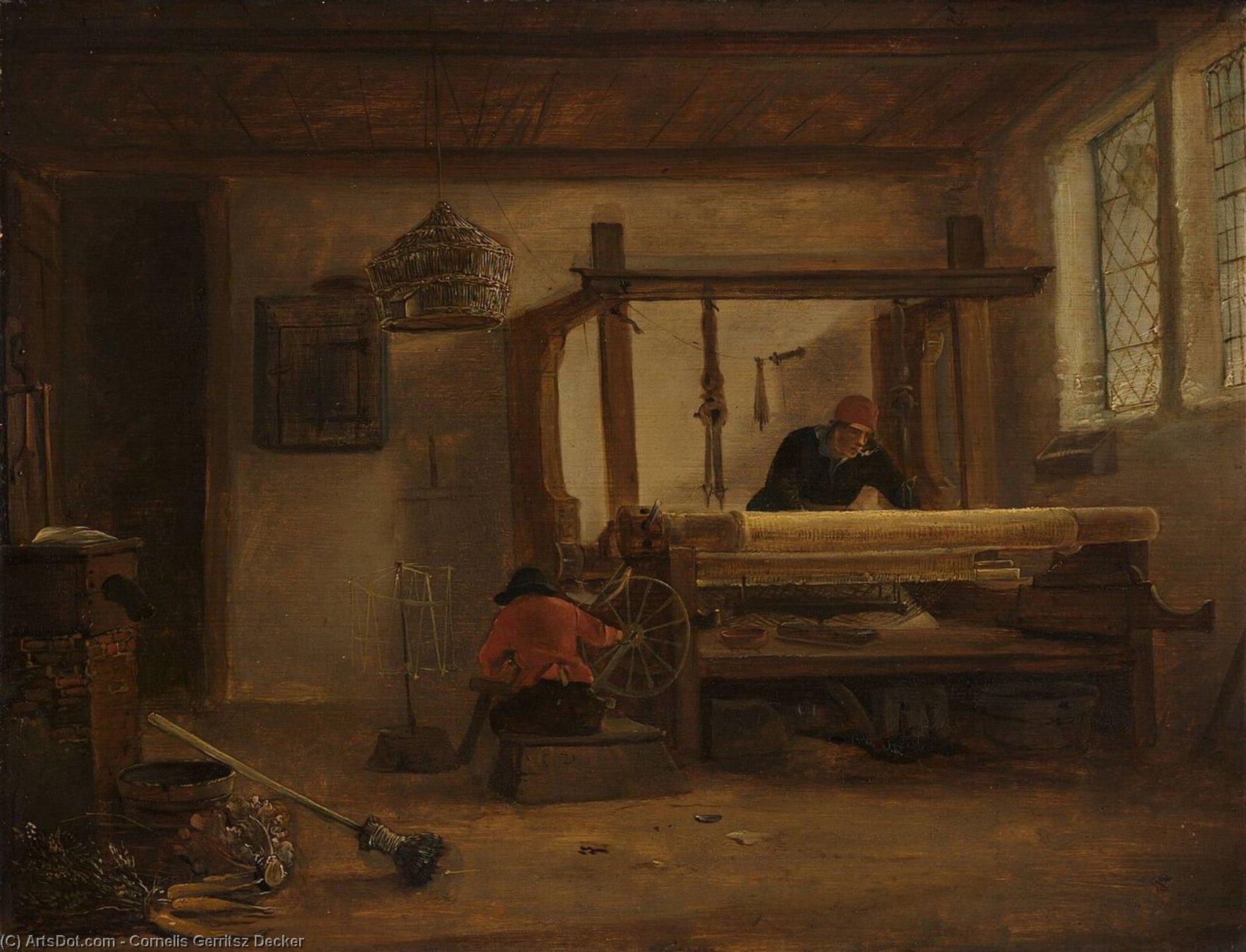 A Weaver's Workshop. — Cornelis Gerritsz Decker