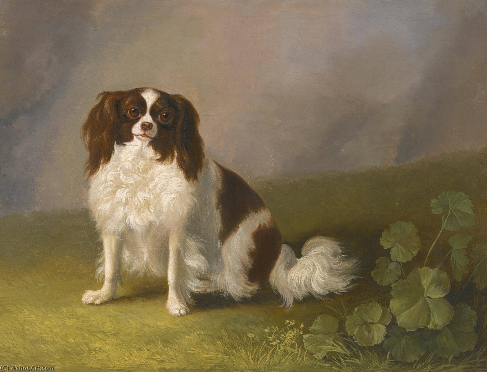 Portrait Of A King Charles Spaniel In A Landscape — Jakob Philipp Hackert