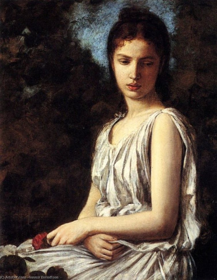 Portrait Of A Young Lady In A White Dress — Gunnar Berndtson