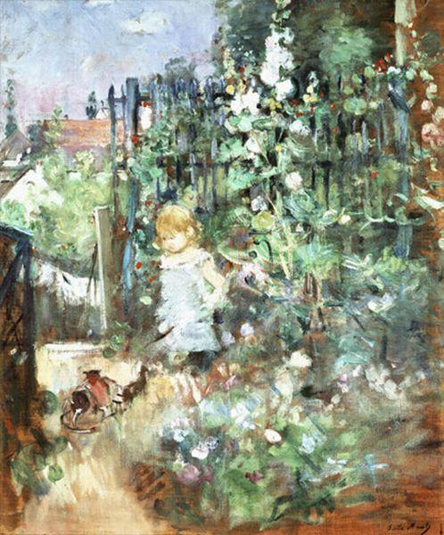 Child Among Staked Roses — Berthe Morisot