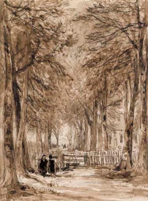 Figures In A Wooded Lane Leading To Bettws-y-coed Church — David Cox