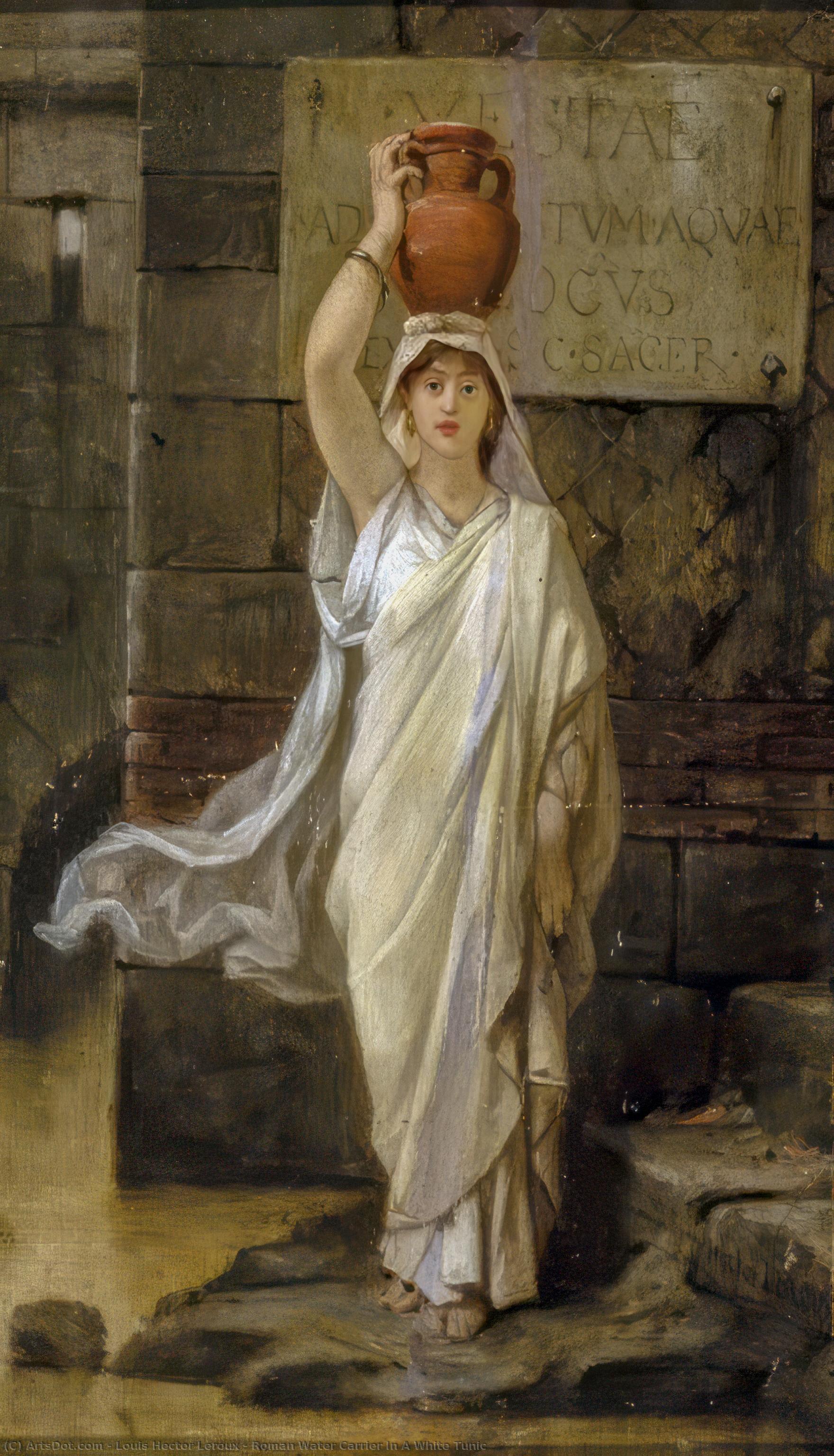 Roman Water Carrier In A White Tunic — Louis Hector Leroux