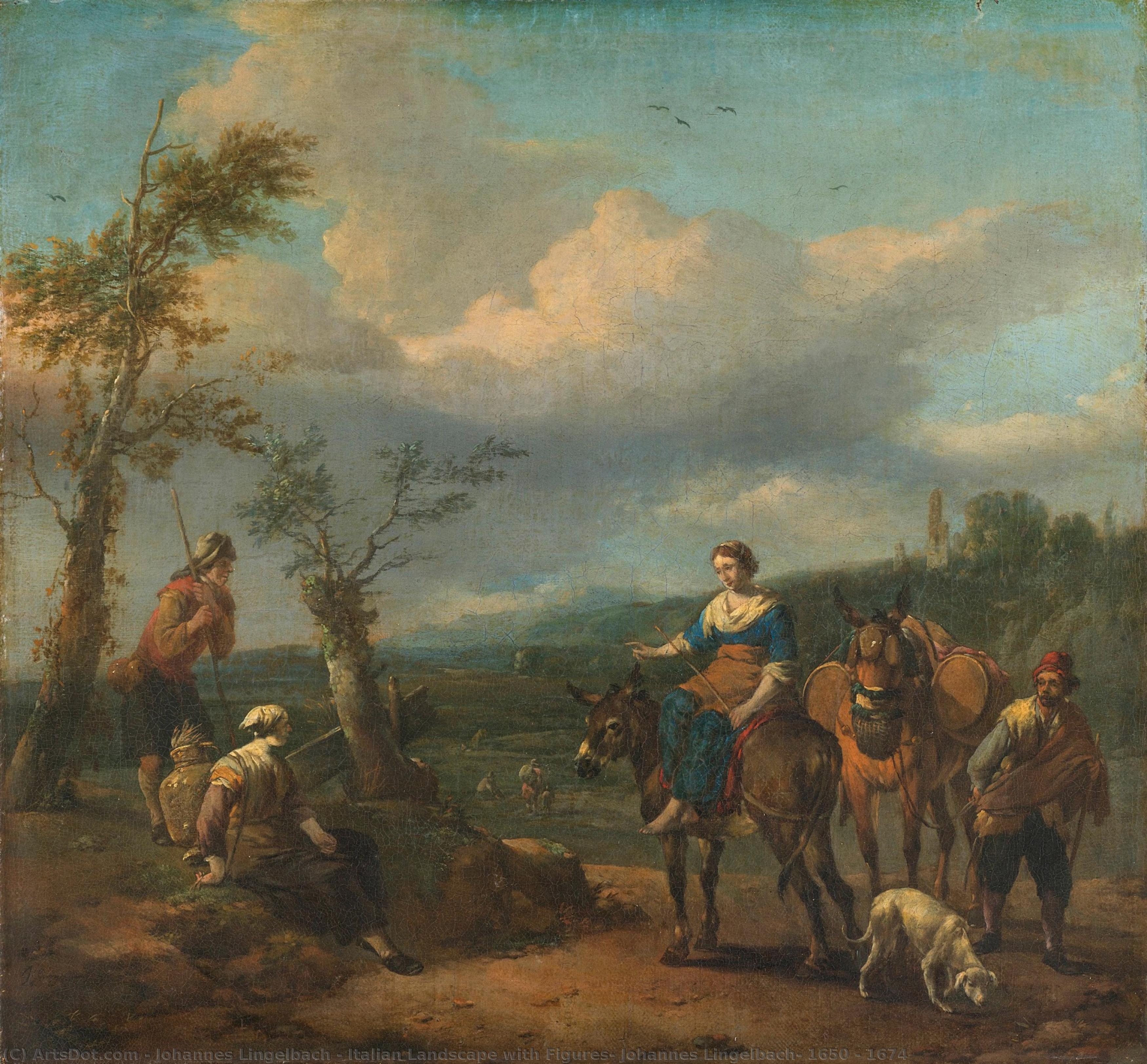 Italian Landscape With Figures, Johannes Lingelbach, 1650 - 1674 — ヨハネス・リンゲルバッハ