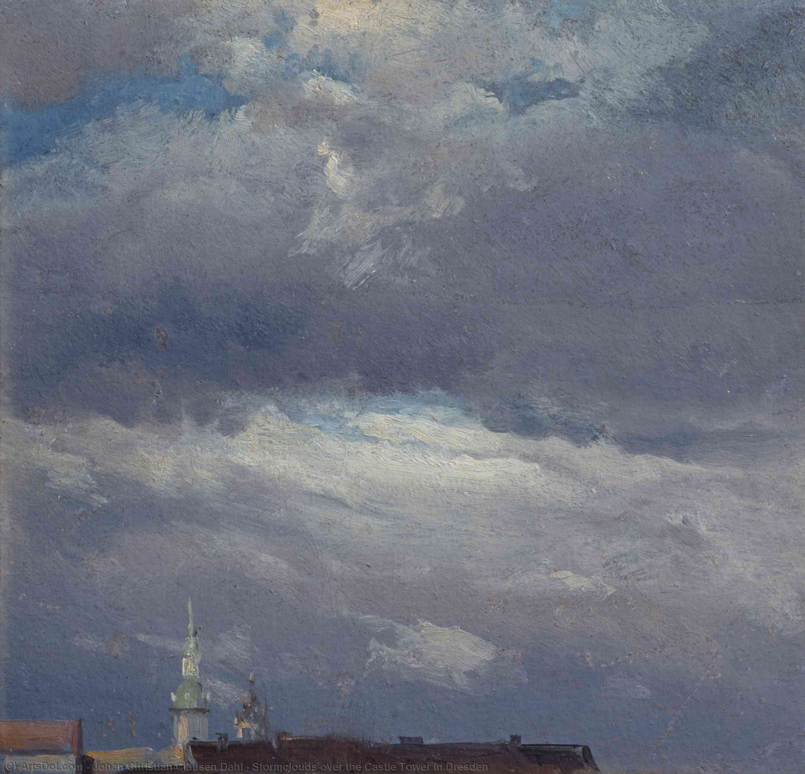 Stormclouds Over The Castle Tower In Dresden — Johan Christian Claussen Dahl