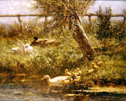 Ducks And Ducklings — Adolph Artz (david Adolf Constant Artz)