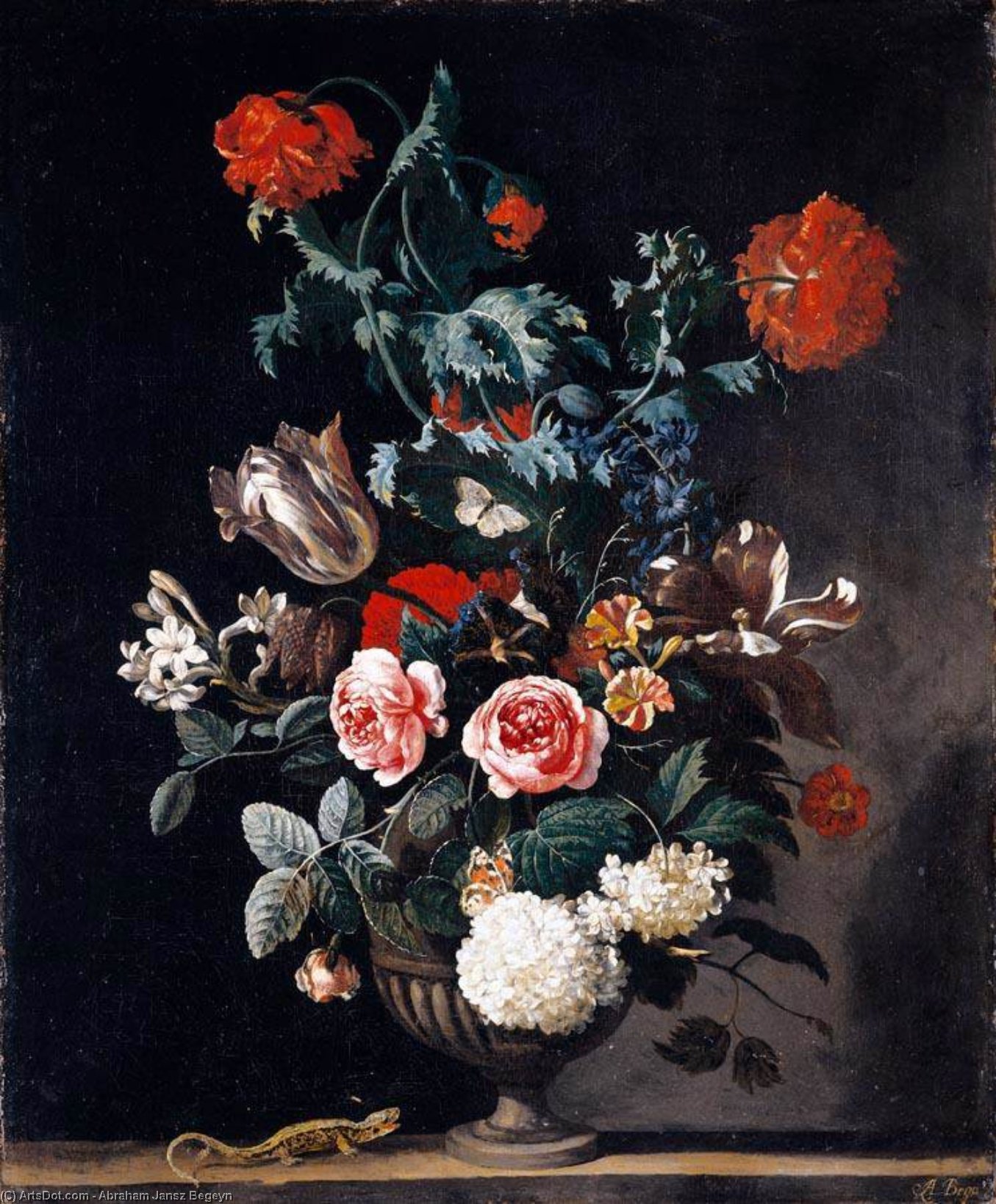 Flowers In A Stone Vase — Abraham Jansz Begeyn