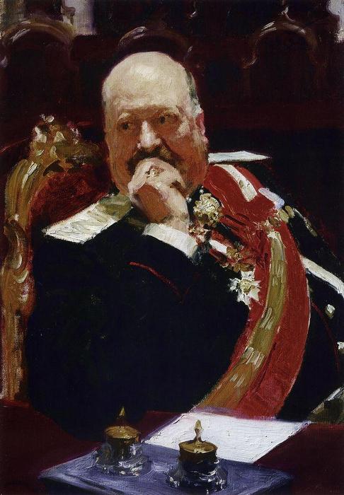 Portrait Of Vice Minister Of The Interior, Cavalry General And Member Of State Council, Count Aleksey Pavlovich Ignatiev (study) — Ilya Yefimovich Repin