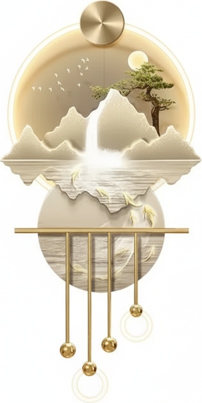 Gilded Mountain Landscape Wall Art With Led Illumination