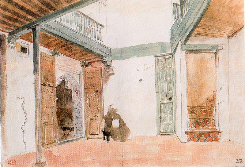 A Courtyard In Tangiers — Eugène Delacroix