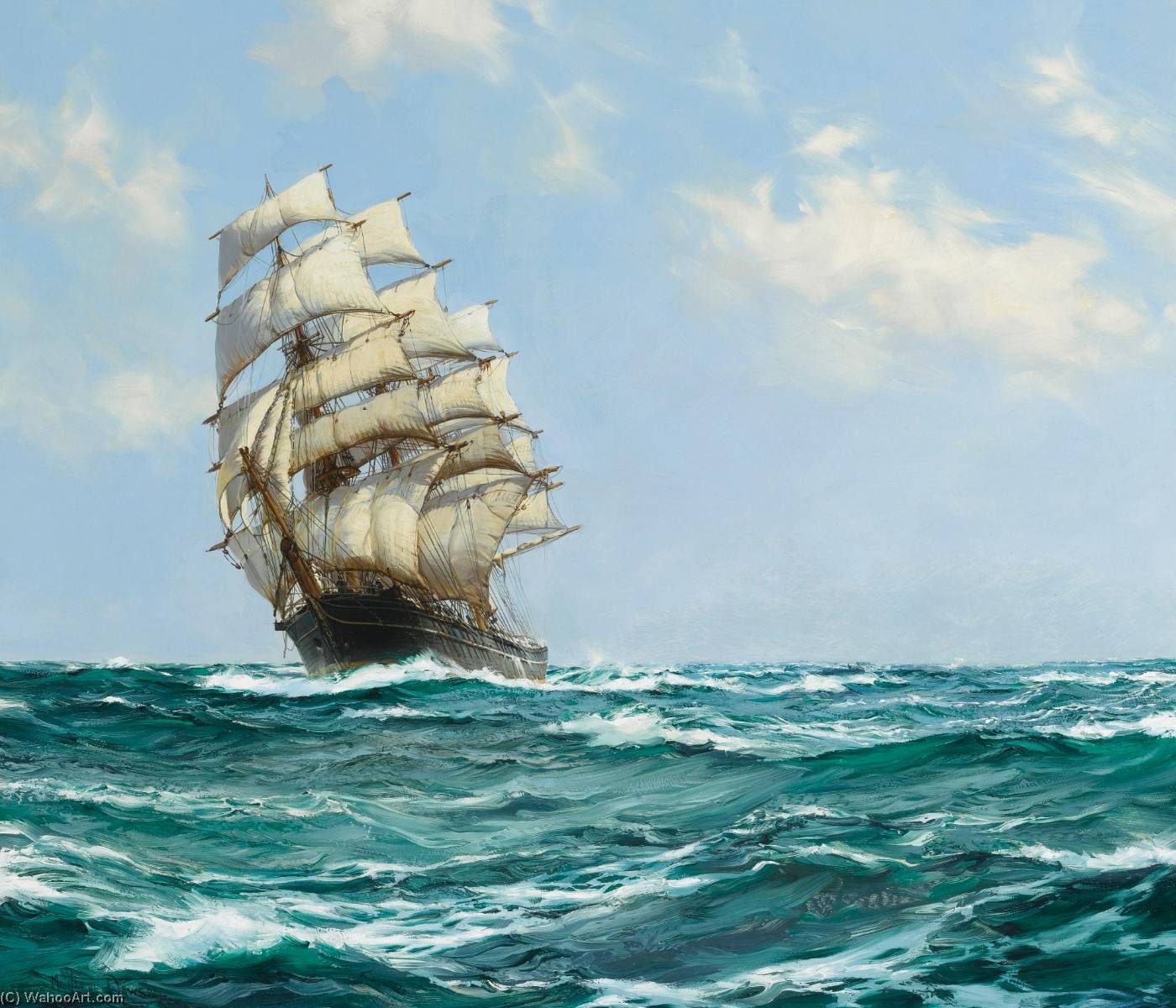 A Clipper Ship On The High Seas — Montague Dawson