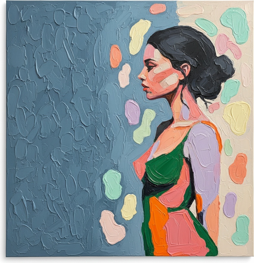 Ephemeral Silhouette In Slate And Cream: A Meditative Impasto Study Of Serenity — Christian Noiret
