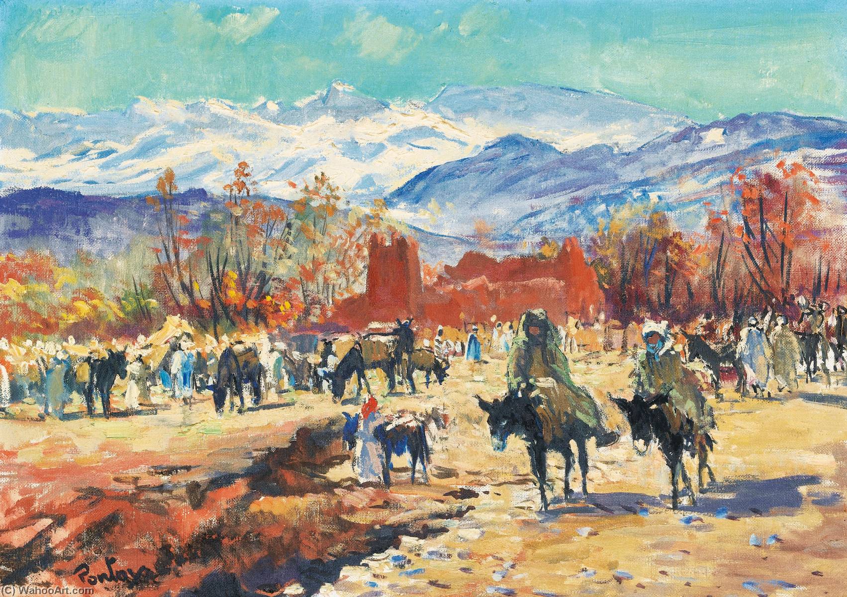 Scène De Marché Au Pied De L'atlas — Henri Jean Pontoy