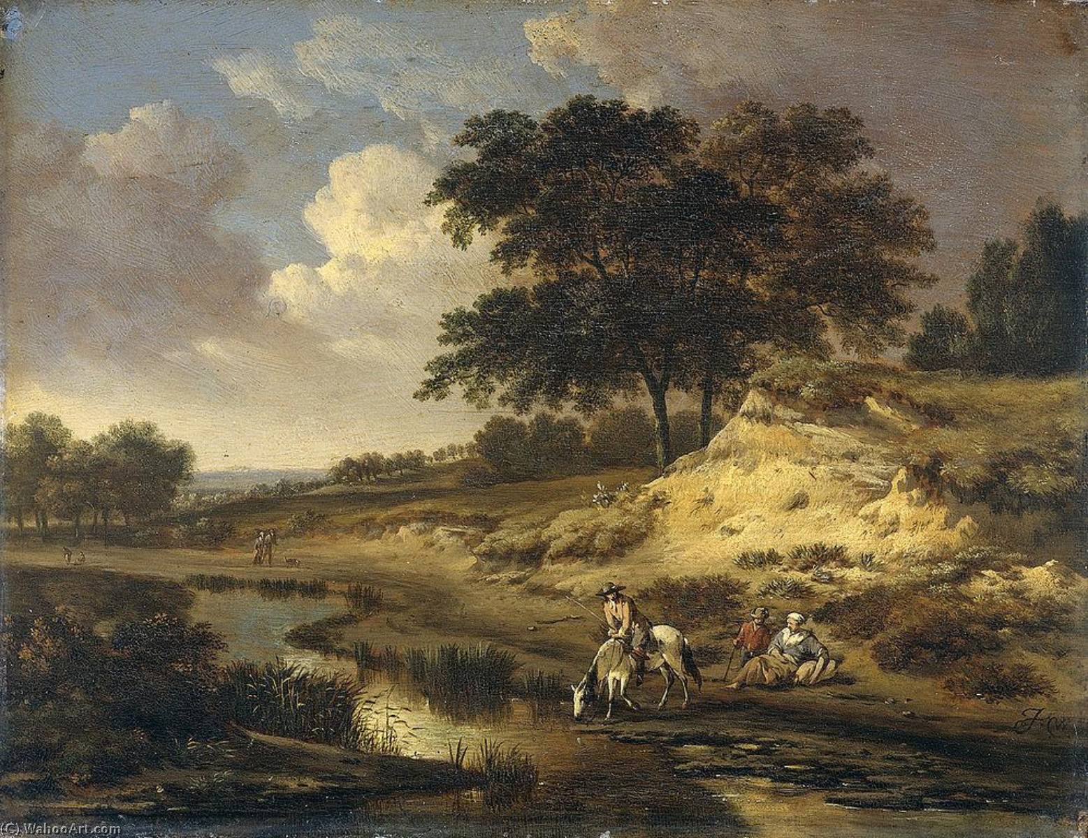 Landscape With A Rider Watering His Horse — Jan Jansz Vajnants