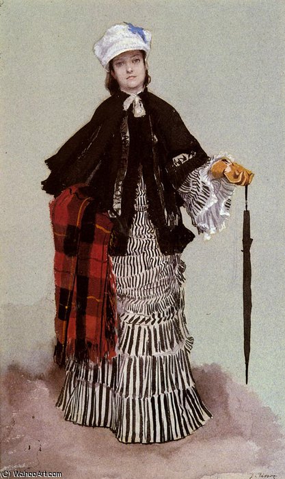 A Lady In A Black And White Dress — Jacques Joseph Tissot