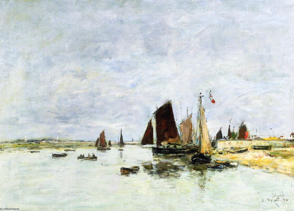 Etaples, Boats In Port — Eugène Louis Boudin